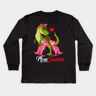 Momsaurus T-Shirt T-rex Mom Saurus Dinosaur Kids Long Sleeve T-Shirt